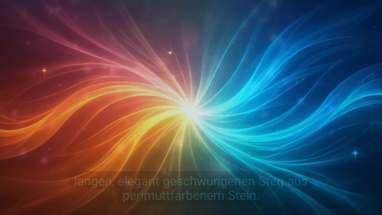 Elegante Perlmutt-Brücke, die über ein funkelndes Meer führt